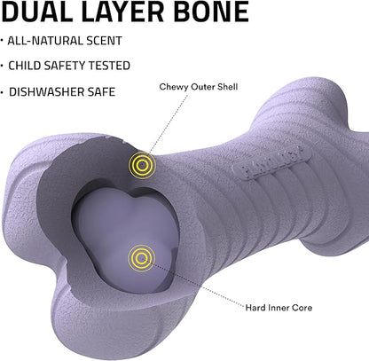 Playology Dog Toys | Dual Layer Bone Durable Chew Toy Bone for Dogs (Value 2-Pack) | Small Lamb Scented Toy - Easy to Clean and Made from Non Toxic Materials