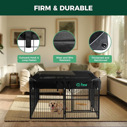 FXW Rollick Unleashed Dog Playpen for Indoor, Yard, RV Camping, 40 inch 8 Panels Dog Pen with Playpen Cover for Medium and Large Dogs, Black│Patented