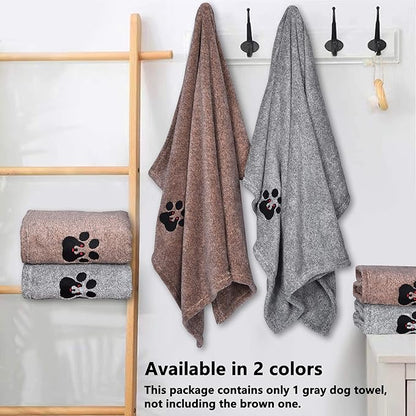 Dogvingpk Dog Towel Super Absorbent Soft Microfiber Pet Bath Grooming Towels for Drying Dogs and Other Pets (M-36" * 28", Grey)