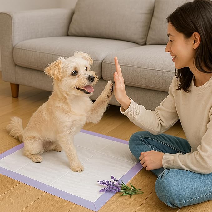 CLEAN SPACES Lavender Scented Puppy Pads 100 Count, Super Absorbent Disposable Pee Pads for Dogs That Neutralize Odor, Wee Wee Pads / Potty Training Pads 22"x22"