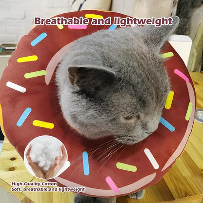 Comfortable Adjustable Soft Cone for Small Dogs and Cats, Washable Recovery Cone - Donut Brown, L