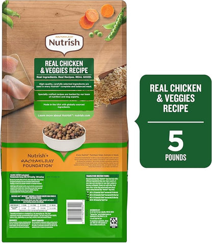 Nutrish Rachael Ray Adult Dry Dog Food Real Chicken & Veggies Recipe, 5 lb. Bag