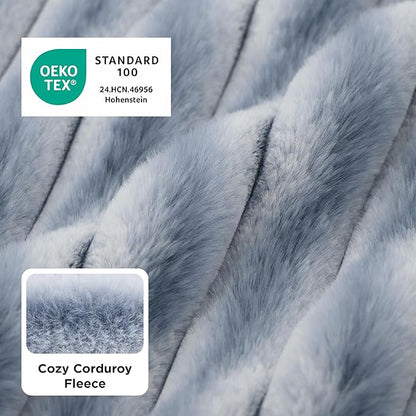 Bedsure ComfyFleece™ Cute Dog Bed for Small Dogs & Cats - Washable Furry Cat Beds, Rectangle Orthopedic Corduroy Fleece Puppy Beds with Removable Zipper Cover, 20x19x6inches, Vintage Indigo