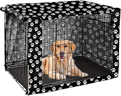 Pethiy Dog Crate Cover Durable Polyester Pet Kennel Cover Universal Fit for Wire Dog Crate - Fits Most 36 inch Dog Crates - Cover only -Black-36