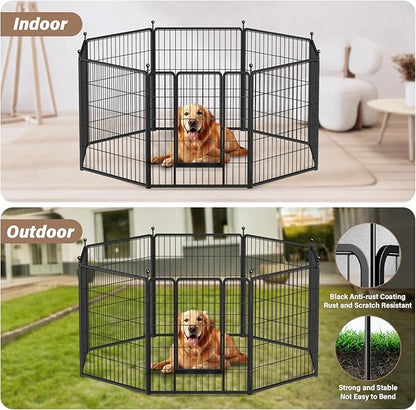 Simple Deluxe Dog Playpen Outdoor, Portable Dog Playpen for Travel, Camping, 32" Height 16 Panels Heavy Duty Dog Pen for Small/Medium Dogs, Black