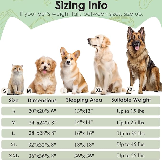Hoewina Dog & Cat Bed, 20in Cat Beds for Indoor Cats, Calming Donut Bed for Puppy and Kitten, Washable Round Fluffy Pet Bed for Small Medium Dogs and Cats (Green)