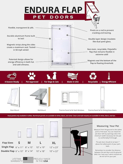 Endura Flap Double Flap Pet Door for Doors | All-Weather Insulated Flap | Durable Aluminum Frame with Secure Locking Cover | Interior and Exterior Door Installations | White, XXL, Double Flap