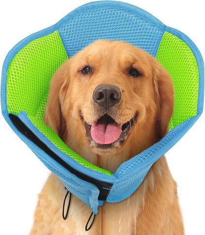 SUNFURA Dog Cones for Large Dogs, Soft Pet Cone Stop Licking After Surgery, Adjustable Pet E-Collar Alternative for Wound Healing, Light Blue X-Large