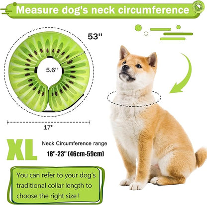 Recovery Donut Collar for Dogs & Cat,Inflatable Dog Cone Collar Alternative After Surgery,Soft Cone for Large Medium Small Dog,Adjustable Pet Neck Donut(Kiwi,XL)
