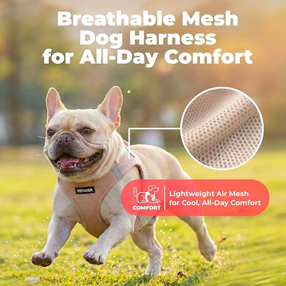 Best Pet Supplies Voyager Step-in Air Harness - All Weather Mesh, Reflective, No Pull Harness for Dogs, Cats - Secure with Hook & Loop Fastener, Buckle, Double D-Rings - Khaki, S