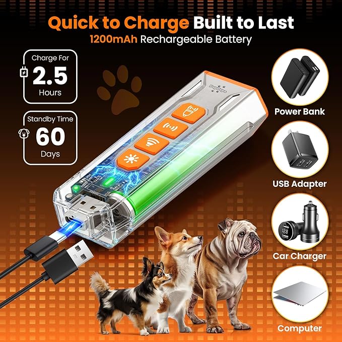 Dog Bark Deterrent Device with Dog Training Clicker – Ultrasonic Anti Barking Device for Dogs, Portable Dog Bark Stopper for Training & Behavior Control, Safe for Own or Neighbor’s Dog