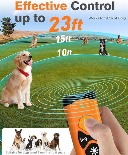 Dog Bark Deterrent Devices | Stop Your & Neighbor’s Dog Barking | 3X Ultrasonic & 23ft Range Anti Barking Device | Dog Behavior Correction Training Indoor Outdoor