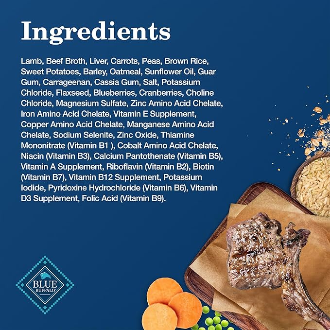 Blue Buffalo Homestyle Recipe Adult Wet Dog Food, Made with Natural Ingredients, Lamb Dinner with Garden Vegetables, 12.5-oz Can (Pack of 12)