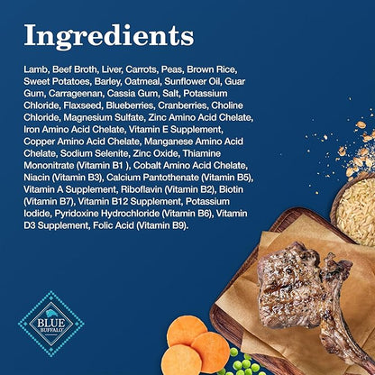 Blue Buffalo Homestyle Recipe Adult Wet Dog Food, Made with Natural Ingredients, Lamb Dinner with Garden Vegetables, 12.5-oz Can (Pack of 12)