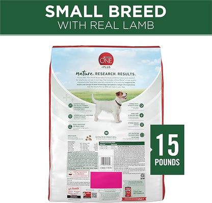Purina One Small Breed Plus High-Protein Dog Food Lamb and Rice Formula Dry Dog Food - 15 lb. Bag