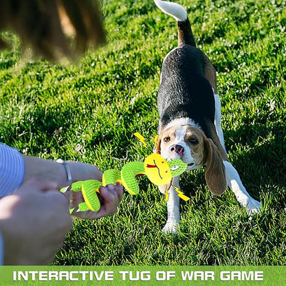 Squeaky Dog Toys, Chew-Resistant Dog Rope Toy with Squeaker & Crinkle Paper, Interactive Squeaky Tug of War Doggie Toy, Dog Toys for Small, Medium, and Large Dogs Daily Companionship