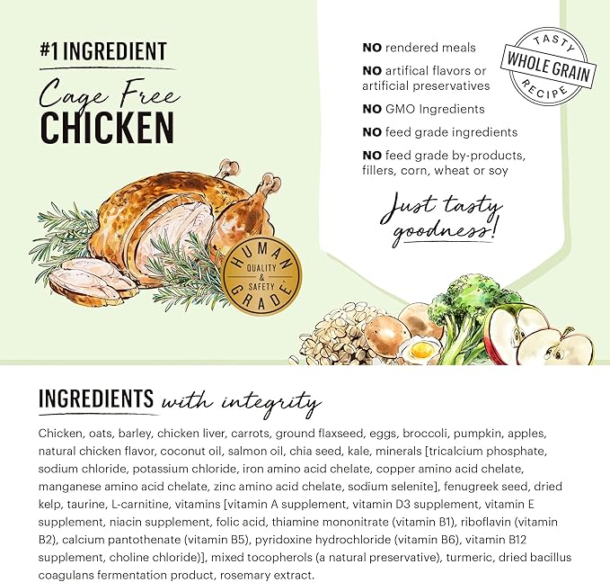The Honest Kitchen Whole Food Clusters Small Breed Whole Grain Chicken Dry Dog Food, 1 lb Trial Pouch (Pack of 2)