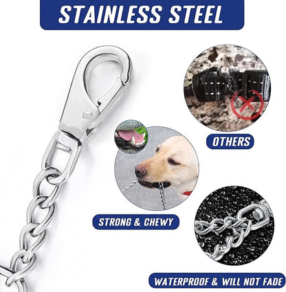 DEYACE Leash Backup with Dual Clasps Prong Collar Safety Clip Stainless Steel Dog Safety Clip Collars and No Pull Harness Connectors
