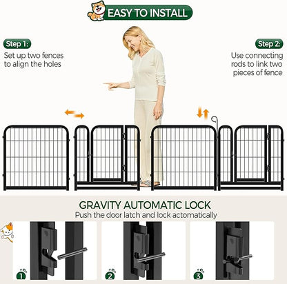 Yaheetech Dog Playpen Outdoor, 24 inch 8 Panels Dog Pen Indoor Heavy Duty Puppy Exercise Pen Metal Pet Fence for RV Camping/Yard/Garden