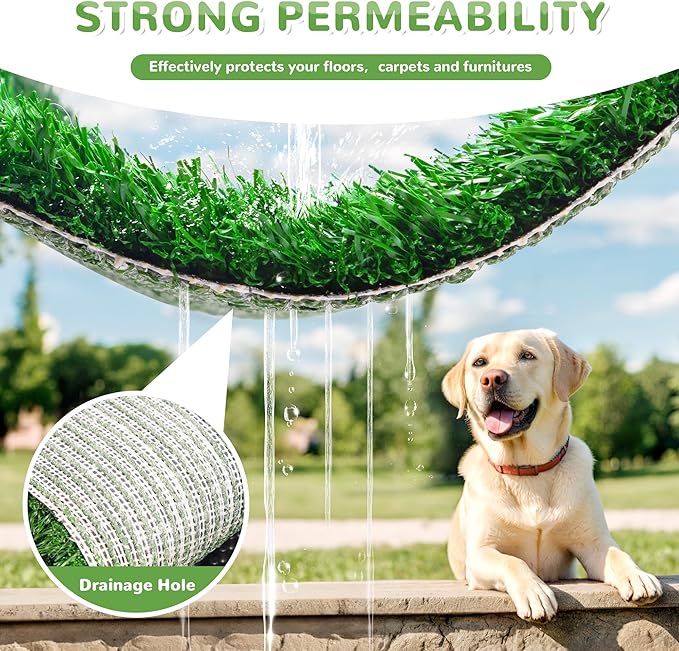 Generic 30" x 20" Dog Grass Pad with Tray, 3-Piece Washable Artificial Grass Pee Pad for Dogs, Large Indoor/Outdoor Pet Toilet