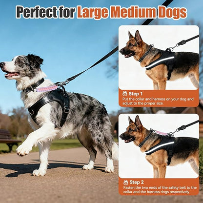 Dog Collar Safety Clip with Dual Clasps,Handmade Backup Safety Strap for Dog Harness, Collars and No Pull Harness Connectors (Pink & Light Purple)