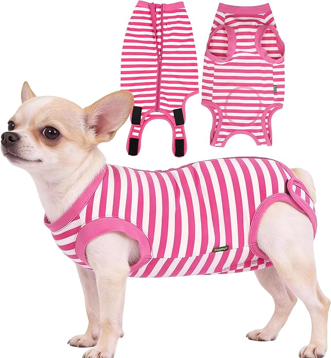 Dog Surgery Recovery Suit Dogs Neuter Spay Female Male Protective Clothes, Pink S