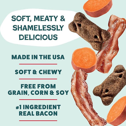 Shameless Pets Soft & Chewy Dog Treats, Bacon Me Crazy Meaty Tenders, 1.5lb – Real Bacon is 1st Ingredient – Grain Free, No Corn or Soy – Digestive Support – for Small, Medium & Large Dogs