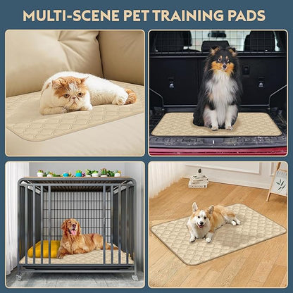 FunFurry Washable Pee Pads for Dogs - 2 Pack Reusable Pee Pads，Waterproof Puppy Pads，Pet Training Pads，Super Absorbent with Dog Paw Shape Non-Slip Backing (Cream, 31" X 36" - 2 Pack)