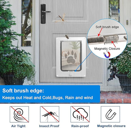 CEESC Dog Door for Pets Up to 20 lb, Weatherproof Pet Door for Cats and Dogs, Durable, Snap-in Closing Panel Included, Suitable for Interior and Exterior Doors(Small White)