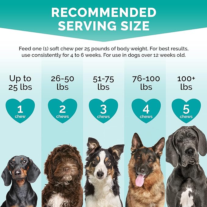 PREMIUM CARE Calming Chews for Dogs, Made in USA - Helps with Dog Anxiety, Separation, Barking, Stress Relief, Thunderstorms and More, 9.3 oz (264g), 120 Count