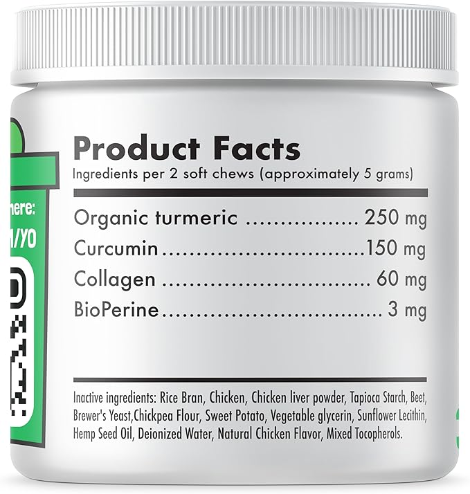 LEGITPET Turmeric Curcumin Hip & Joint Supplement for Dogs – Supports Mobility, Comfort & Overall Wellness – with Collagen & BioPerine – 30 Chews