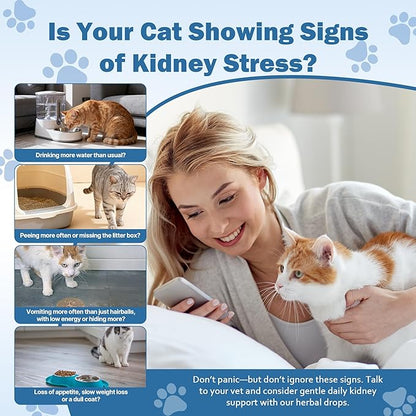 Cat Kidney Support, Kidney Support Supplement for Cats – Vet-Formulated Herbal Liquid with Rehmannia & Cordyceps to Help Support Healthy Kidney Function, Hydration, Appetite & Energy Level