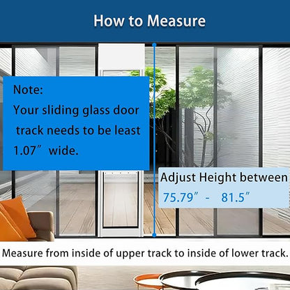 XLarge Dog Door for Sliding Glass Doors Adjustable 75.79“ to 81.5” All Metal Framed Lockable Panel Extra Large Dog Door for Sliding Glass Door Easy Installation and Durable Design