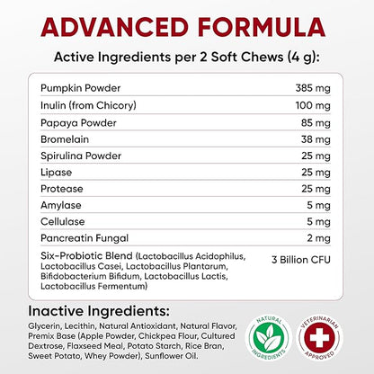 Probiotics for Dogs Digestive Health - Probiotic Chews for Gut Health, Itchy Skin Yeast, Diarrhea - USA Product - Immune Support Supplement - Dog Digestive Support & Allergy Relief Chews with Enzymes