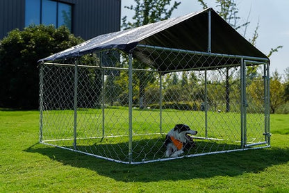 Petony Outdoor Dog Playpen Heavy Duty Dog Kennel House Mesh Dog Big Cage Pet Kennel Steel Fence with Secure Lock (6.56‘x 6.56’)