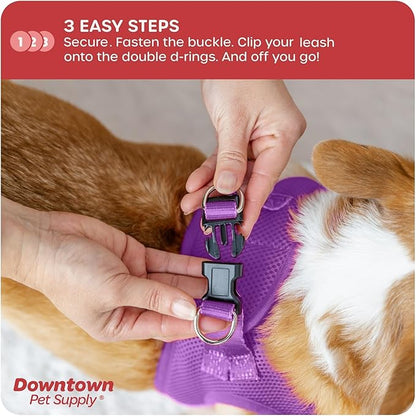 Downtown Pet Supply Step-in Dog Harness – No Pull, Adjustable Padded Mesh with Reflective Trim, Secure Buckle Strap – Comfortable & Breathable Small Dog Harness, Smal, Purple