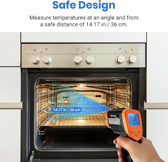 Etekcity Infrared Thermometer Laser Temperature Gun 1080, -58°F~ 1130°F for Meat Food Candy Pizza Oven, Heat Gun for Cooking, Kitchen, Fridge, Reptile, BBQ, HAVC, Adjustable Emissivity & Max Measure