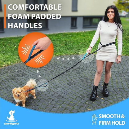 SparklyPets - Hands Free Dog Leash with Reflective Stitches - Waist Leash for Dog Walking, Hiking, Training, Jogging, Canicross, Running - for Small Dogs