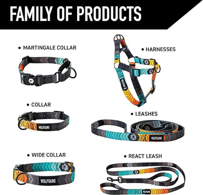 Wolfgang Heavy Duty Martingale Dog Collar with Quick Release Nylon Buckle for Walking & Training, ChevTech Print, Large