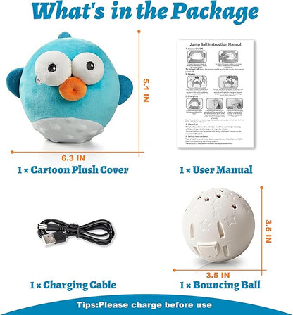 GUKCO Dog Toys,Rechargeable Crinkle Chew Interactive Squeaky Toy with Jumping Music Moving Ball for Small Medium Large Breed Puppy Toys to Keep Pets Busy (Puffer)