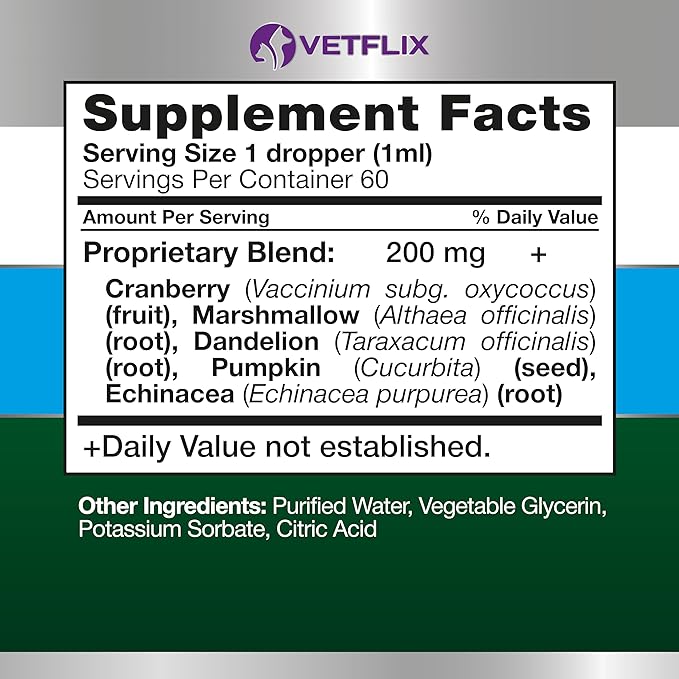 UTI and Kidney Support for Dogs, Cats, Puppies and Kittens – Natural Urinary Tract Supplement with Cranberry – Supports Bladder and Immune Health – Made in USA – 2 Fl Oz
