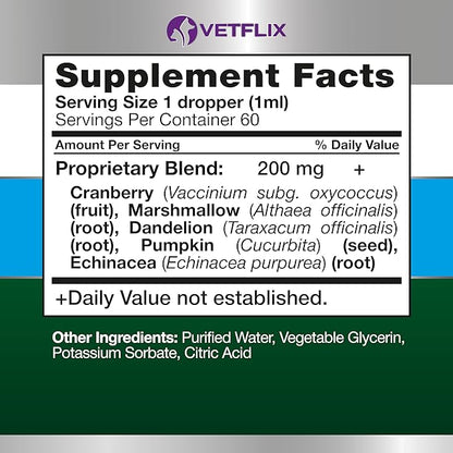 UTI and Kidney Support for Dogs, Cats, Puppies and Kittens – Natural Urinary Tract Supplement with Cranberry – Supports Bladder and Immune Health – Made in USA – 2 Fl Oz