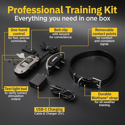 Dogtra 1900X E-Collar with Remote [New Edition] 35 lbs+, 3/4 Mile Range, LED Light, 100 Levels of Precise Control for Stubborn Dogs, Waterproof, Boost for Quick Recall, Vibration, Safety Lock & Tone