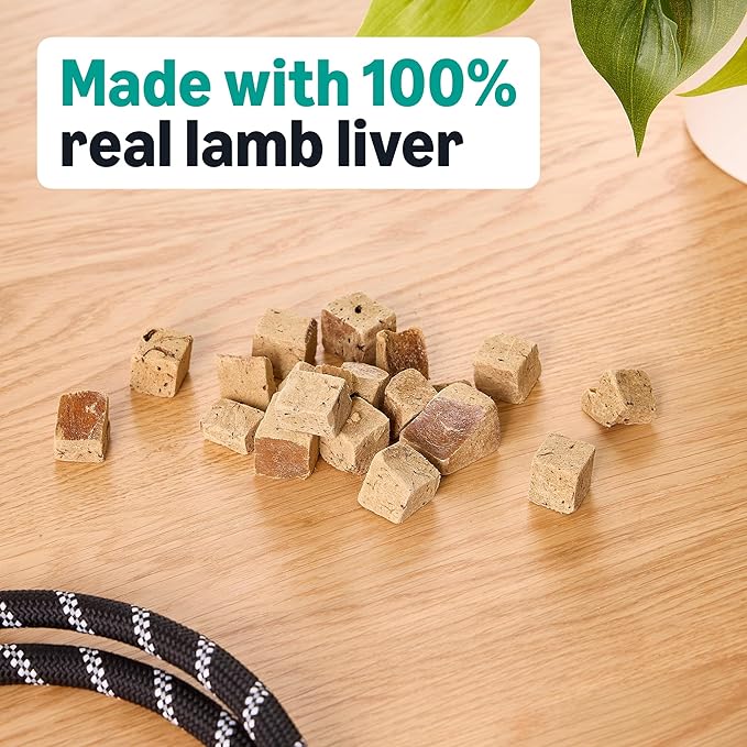 Amazon Basics Freeze-Dried Raw Single Ingredient Dog Treats, Lamb Liver, High Protein, Healthy Training Treats or Meal Topper for All Dogs, Grain-Free, 3.3oz (Pack of 2) (Previously Wag)