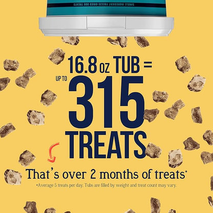Stewart 100% Chicken Liver Dog Treats, 16.8 oz Tub, ~315 Pieces, Freeze Dried Raw, Single Ingredient, 60% Protein Training Treats or Meal Topper, Grain Free, Gluten Free
