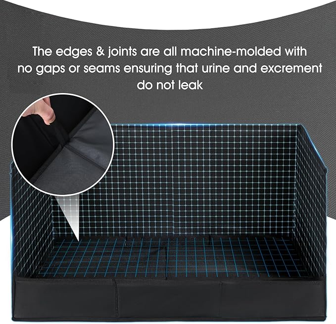 Dog Litter Box with High Walls, Pee Pad Holder Foldable, No Assembly, Waterproof, Seamless, Easy to Clean, Portable for Travel, No Spill Indoor Dog Potty Tray for Puppy & Medium Dogs