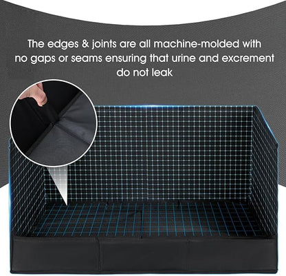 Dog Litter Box with High Walls, Pee Pad Holder Foldable, No Assembly, Waterproof, Seamless, Easy to Clean, Portable for Travel, No Spill Indoor Dog Potty Tray for Puppy & Medium Dogs