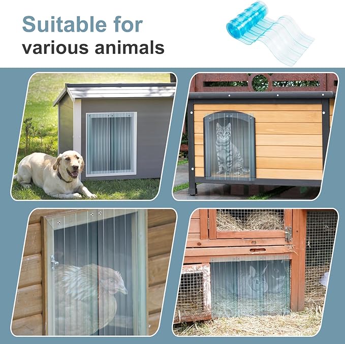 Uross Dog Door Replacement Flaps -5.9 FT x 11.8 in Ruff Weather DIY Cat Doggie Door Replacement Flaps, Vinyl Plastic Door Flap for Dog House, Ideal Large Pet Door Replacement Flap