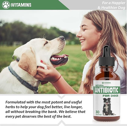 Natural Dog Antibiotics - Antibiotics for Dogs - Yeast Infection Treatment for Dogs - Dog Yeast Infection Treatment - Itch Relief - 1 fl oz - Bacon Flavor