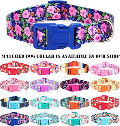 Moonpet Step in Dog Harness Leash Set- All Weather Reflective No-Pull Floral Pattern Padded Mesh Vest Harness for Cats Puppy Extra-Small Small Medium Large Dogs - Dark Flower - S
